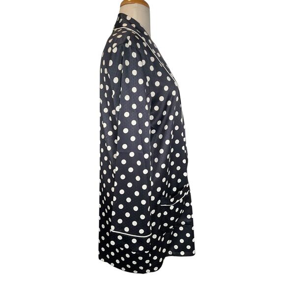 Something Navy Navy Blue & White Polka Dot Satin Pajama Robe – Size Small - Picture 4 of 10